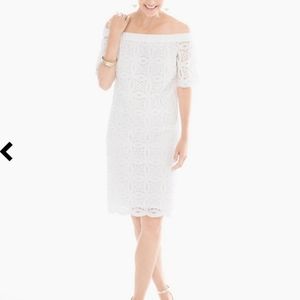 NWT Chico's Lace Off the Shoulder Short Dress Women's M White Floral